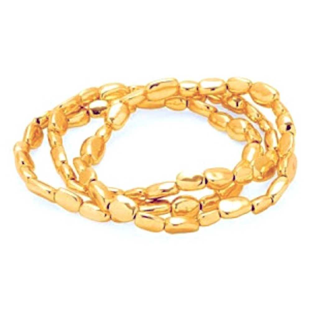 Yellow Gold Beads 3 Piece Set Elastic Stretch Shiny Dainty Eye Catching One Size